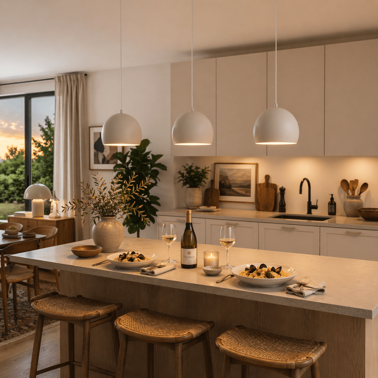 ZOE Mid - Century Modern Dome Pendant Light for Kitchen Island & Dining Table - Dekor Butik